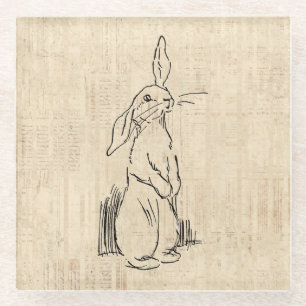 Vintager Niedlicher Bunny Rabbit Kunstschreiber Hi Glasuntersetzer