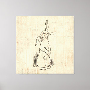 Vintager Niedlicher Bunny Rabbit Kunstschreiber Hi Leinwanddruck