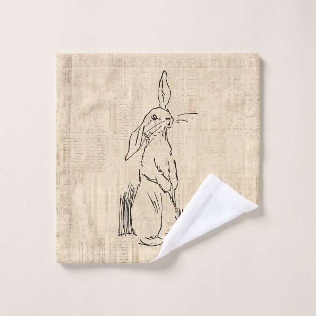 Vintager Niedlicher Bunny Rabbit Kunstschreiber Hi Waschlappen (Waschlappen)