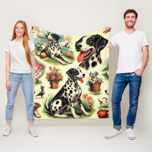 Vintager Niedlicher Dalmatiner Nahtlos Fleecedecke