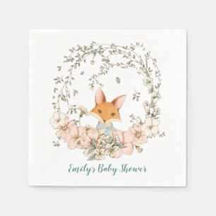 Vintager Niedlicher Fox Florals Foliage Boy Babydu Serviette