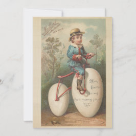 Vintager niedlicher Junge Ei Fahrrad Ostersegnung Feiertagskarte