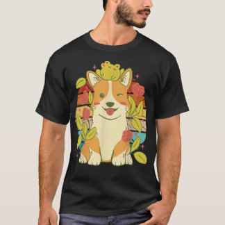 Vintager niedlicher Korgi-Hund mit niedlichem Fros T-Shirt