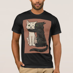 Vintager niedlicher küssender Katzen-Paar-Kunst-T T-Shirt