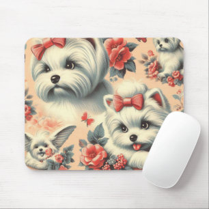Vintager Niedlicher maltesischer Hund Mousepad