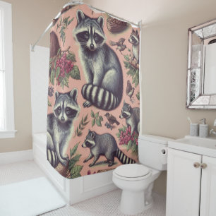Vintager Niedlicher Racoon Duschvorhang