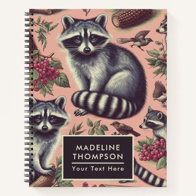 Vintager Niedlicher Racoon Notizbuch (Vorderseite)