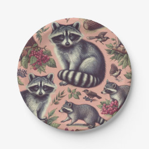 Vintager Niedlicher Racoon Pappteller