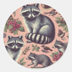 Vintager Niedlicher Racoon Runder Aufkleber
