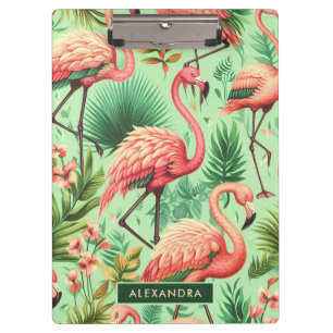 Vintager Niedlicher Rosa Flamingos Klemmbrett