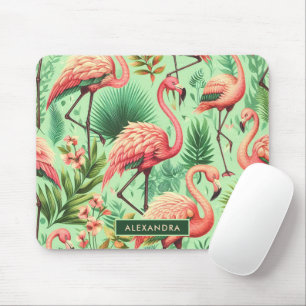 Vintager Niedlicher Rosa Flamingos Mousepad