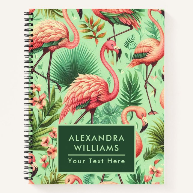 Vintager Niedlicher Rosa Flamingos Notizbuch (Vorderseite)