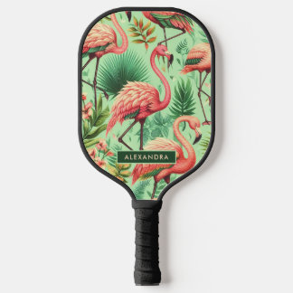 Vintager Niedlicher Rosa Flamingos Pickleball Schläger