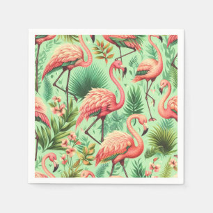Vintager Niedlicher Rosa Flamingos Serviette