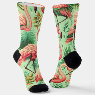 Vintager Niedlicher Rosa Flamingos Socken