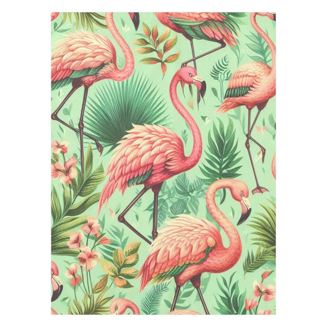 Vintager Niedlicher Rosa Flamingos Tischdecke (Vorderseite)