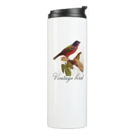 Vintager Niedlicher Rotblitz-Bird und Blattwerk Thermosbecher