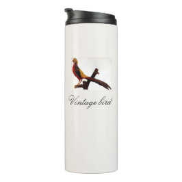 Vintager Niedlicher Rotblitz-Bird und Blattwerk Thermosbecher