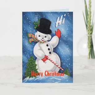 Vintager Niedlicher Snowman Frohe Weihnachten