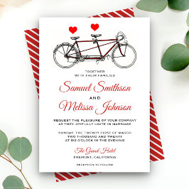 Vintager Niedlicher Tandem-Bicycle Hochzeitsempfan Einladung