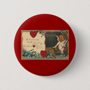 Vintager Niedlicher Valentinstag, Cherub-Lehrer Button
