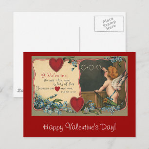Vintager Niedlicher Valentinstag, Cherub-Lehrer Feiertagspostkarte