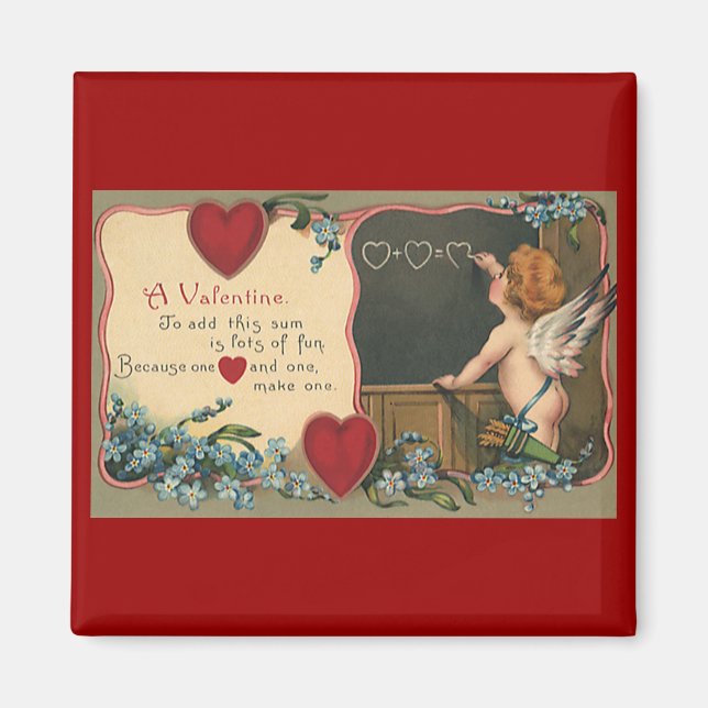 Vintager Niedlicher Valentinstag, Cherub-Lehrer Magnet (Vorne)