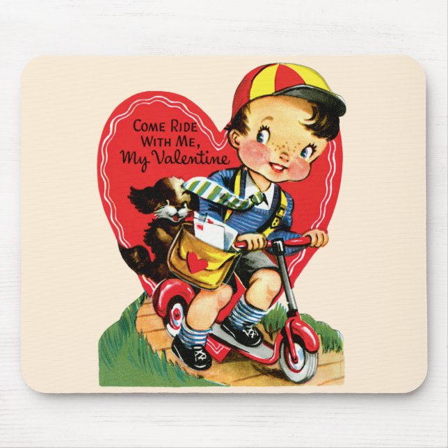 Vintager Niedlicher Valentinstag, Junge auf einem  Mousepad (Vorne)