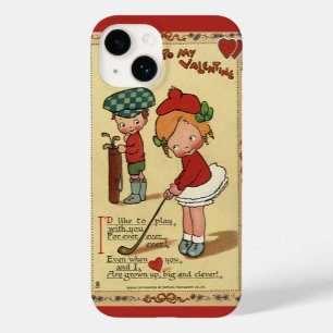Vintager Niedlicher Valentinstag, Kindersport Golf Case-Mate iPhone Hülle