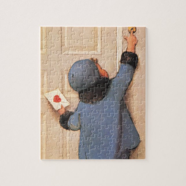 Vintager Niedlicher Valentinstag, Liebe Mailman Puzzle (Vertikal)