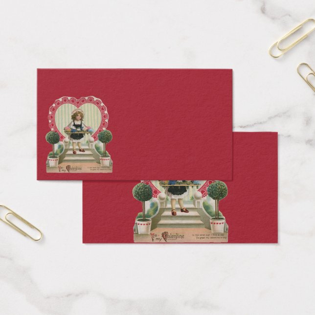 Vintager Niedlicher Valentinstag, Mädchen mit Blum (Büro)