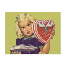 Vintager Niedlicher Valentinstag, Mädchen mit Scho