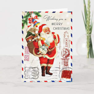 Vintager Niedlicher Weihnachtsmann Feiertagskarte