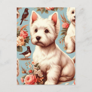 Vintager Niedlicher West Highland White Terrier Postkarte