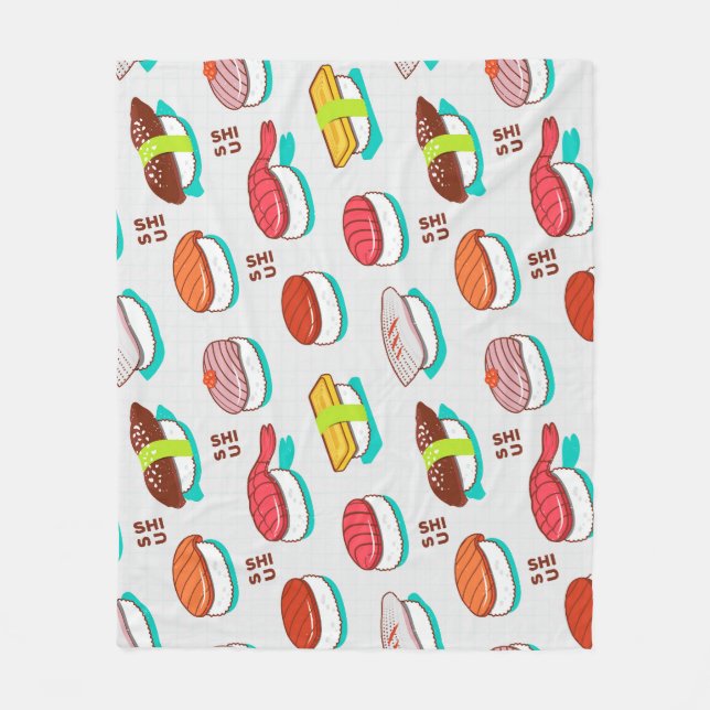 Vintager Nigiri-Sushi, Doodmuster Fleecedecke (Vorderseite)
