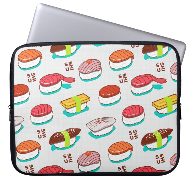 Vintager Nigiri-Sushi, Doodmuster Laptopschutzhülle (Vorderseite)