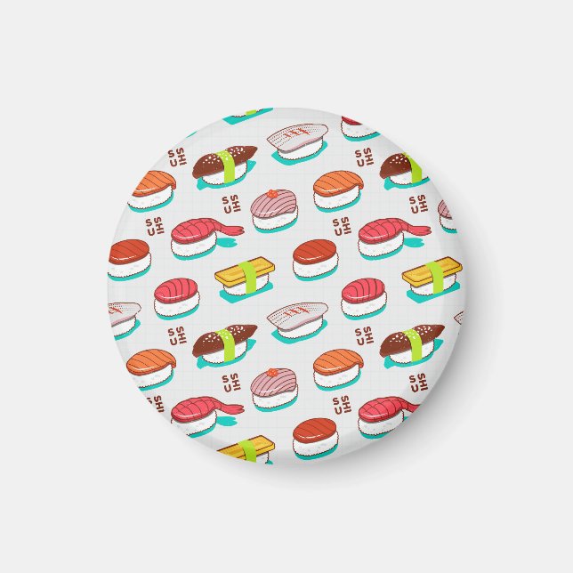 Vintager Nigiri-Sushi, Doodmuster Magnet (Vorne)