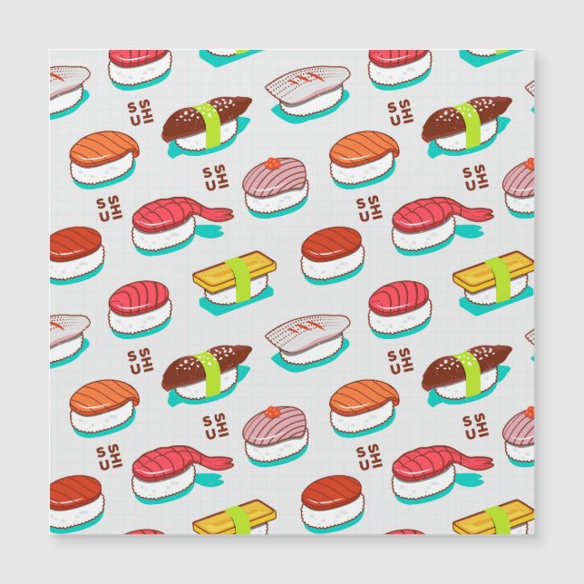 Vintager Nigiri-Sushi, Doodmuster Magnetkarte (Vorderseite)