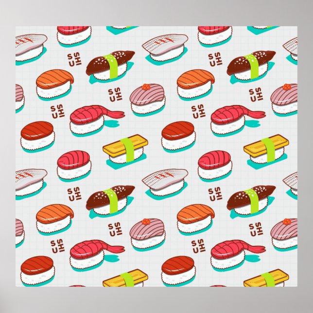 Vintager Nigiri-Sushi, Doodmuster Poster (Vorne)