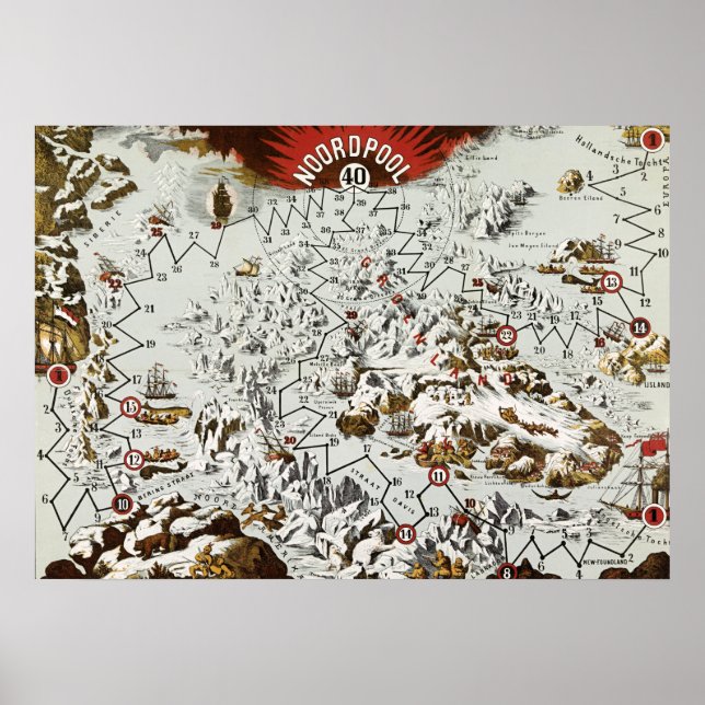 Vintager Nordpol Alte Antike Karte Welt Poster (Vorne)