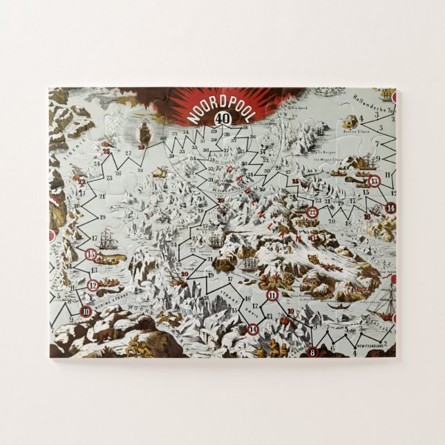 Vintager Nordpol Alte Antiquitätenkarte Welt Puzzle (Horizontal)