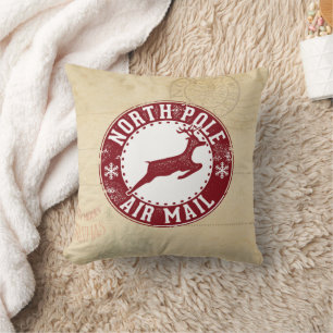 Vintager Nordpol Postage Name Weihnachten Kissen