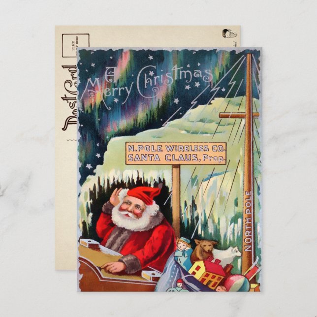 Vintager Nordpol Weihnachtskarte Postkarte (Vorne/Hinten)