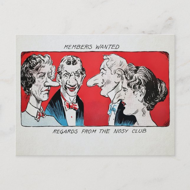 Vintager Nosy Club Postcard Postkarte (Vorderseite)