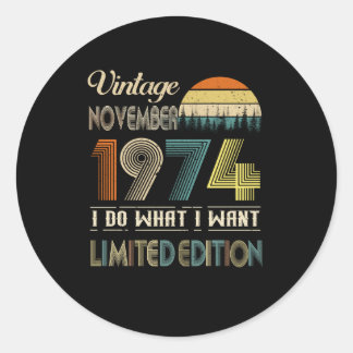 Vintager November 1974 Was ich Wollte Limited Edit Runder Aufkleber