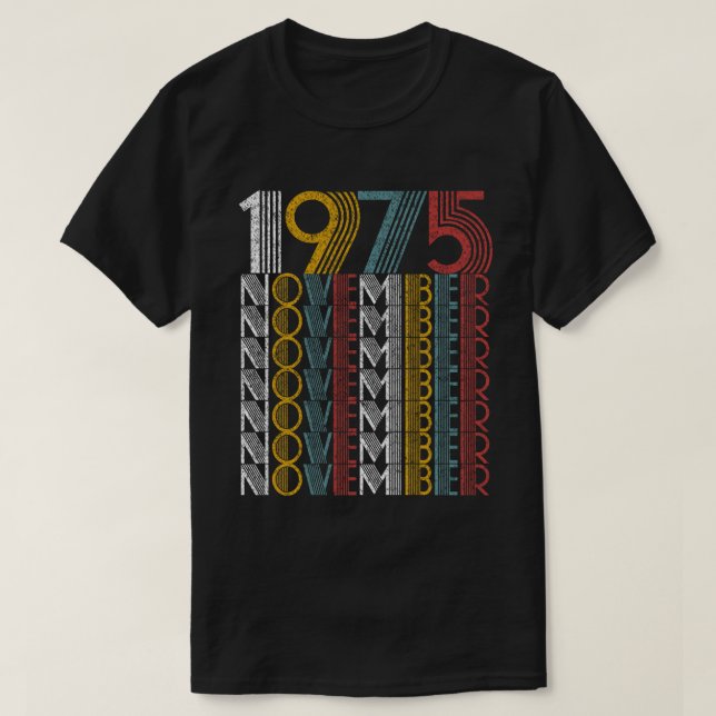 Vintager November 1975 Geburtstagsgeschenke T-Shirt (Design vorne)