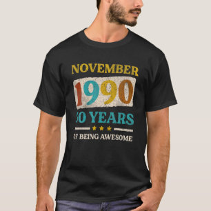 Vintager November 1990 30. Geburtstagsgeschenk 30 T-Shirt