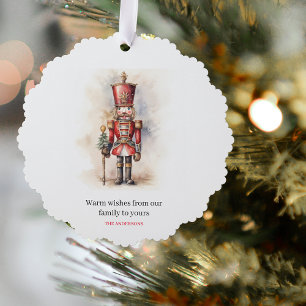 Vintager Nutcracker & Frohe Weihnachten Ornament Karte