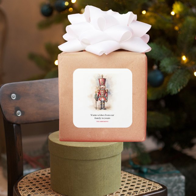 Vintager Nutcracker & Frohe Weihnachten Quadratischer Aufkleber (Von Creator hochgeladen)