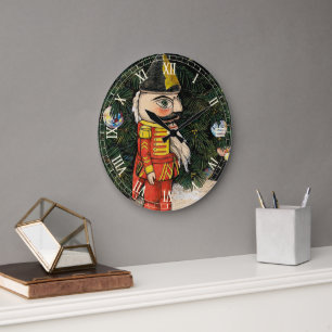 Vintager Nutcracker unter Weihnachtsbaum Große Wanduhr
